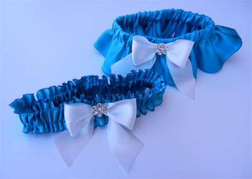 Hand-Dyed Tiffany Silk Satin Garter w/ White Bow